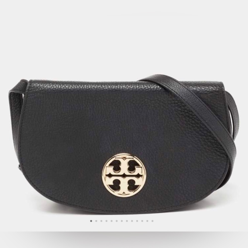 Tory Burch- Black Jamie Leather Clutch Crossbody Bag